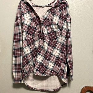Time and Tru Plaid Pattern Button up sweater